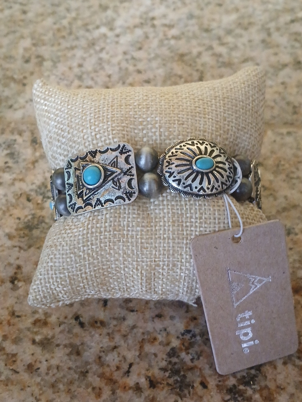 Tipi Silver-Tone Bracelet with Turquoise Accents